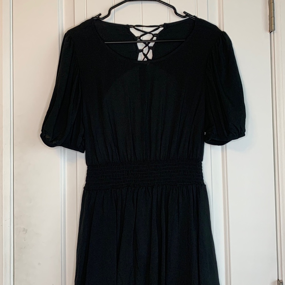 Black Flowy Mini Dress XL